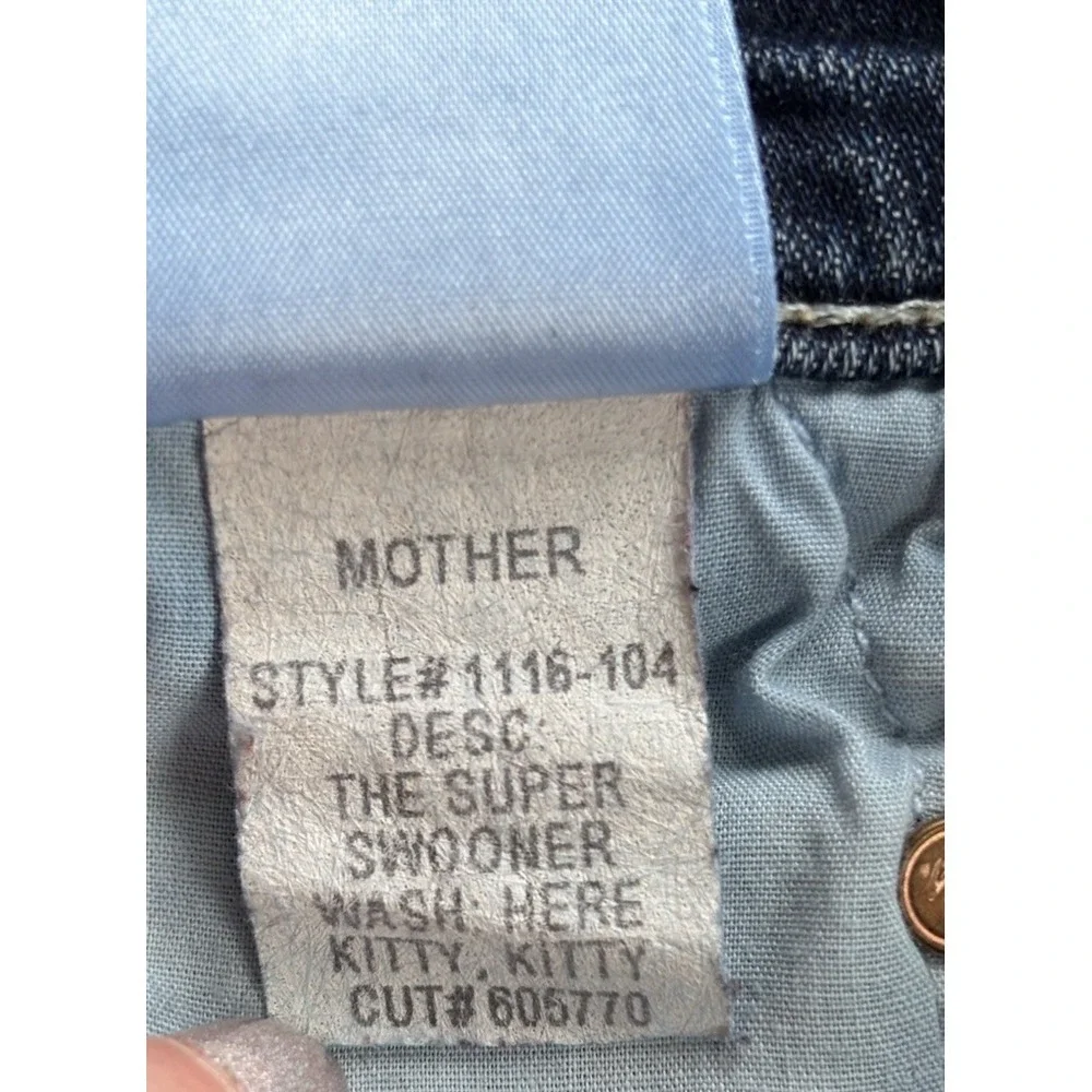 Mother Women's The Super Swooner Here Kitty Kitty Skinny Jeans Blue Size 30 - Picture 5 of 12
